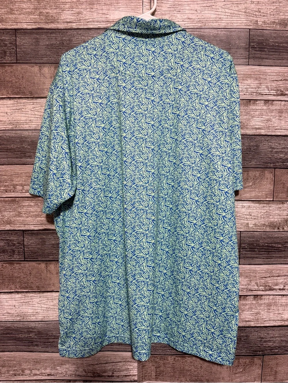 Donald Ross Floral Polo Shirt Men’s L Blue Green Dallas Athletic Club Golf